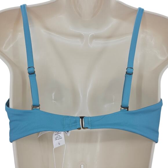 Andie Swim Womans size L The Capri Bikini Top in Bay Blue Crossover Front NEW - Picture 3 of 7